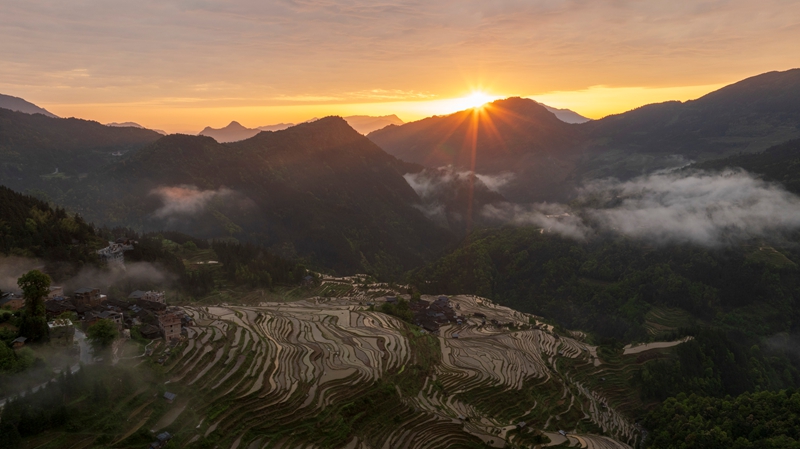 4月18日，拍摄的贵州省从江县加榜梯田景区。