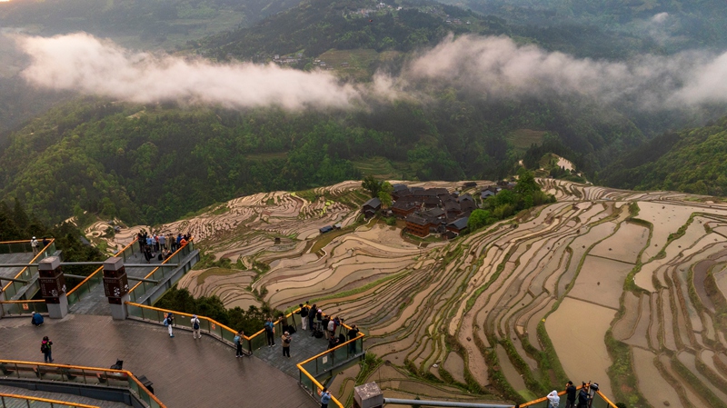 4月18日，拍摄的贵州省从江县加榜梯田景区。
